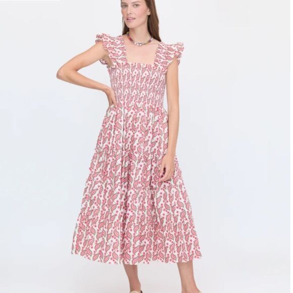 Hill House Ellie Nap Dress Birch Vine Stripe Floral Red Dress Size 4X - Picture 1 of 8